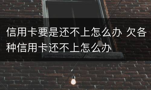 信用卡要是还不上怎么办 欠各种信用卡还不上怎么办