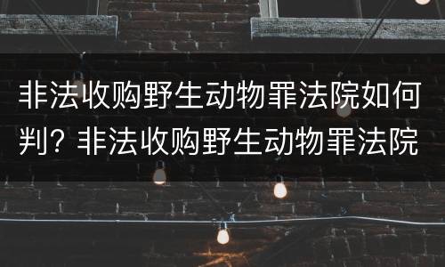非法收购野生动物罪法院如何判? 非法收购野生动物罪法院如何判定