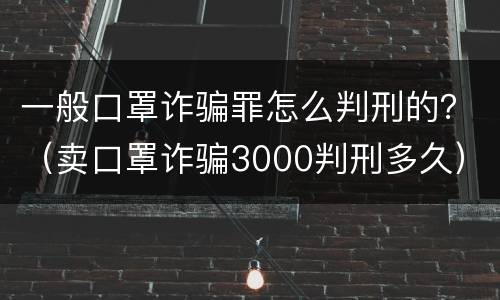 一般口罩诈骗罪怎么判刑的？（卖口罩诈骗3000判刑多久）