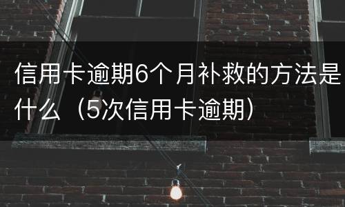 信用卡逾期6个月补救的方法是什么（5次信用卡逾期）