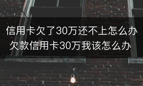 信用卡欠了30万还不上怎么办 欠款信用卡30万我该怎么办
