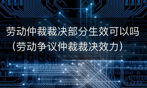 劳动仲裁裁决部分生效可以吗（劳动争议仲裁裁决效力）