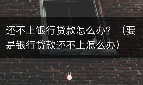 还不上银行贷款怎么办？（要是银行贷款还不上怎么办）