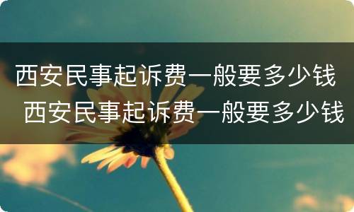 西安民事起诉费一般要多少钱 西安民事起诉费一般要多少钱呀
