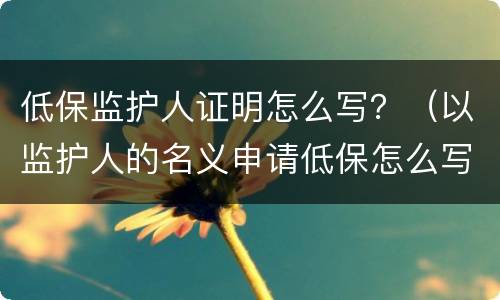 低保监护人证明怎么写？（以监护人的名义申请低保怎么写）