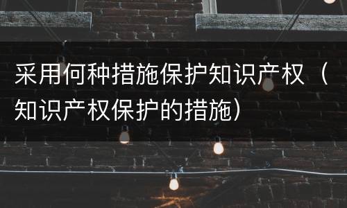 采用何种措施保护知识产权（知识产权保护的措施）