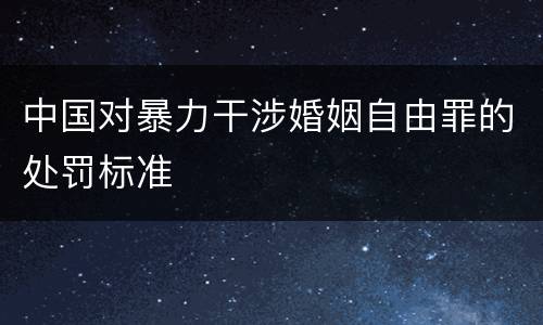 中国对暴力干涉婚姻自由罪的处罚标准