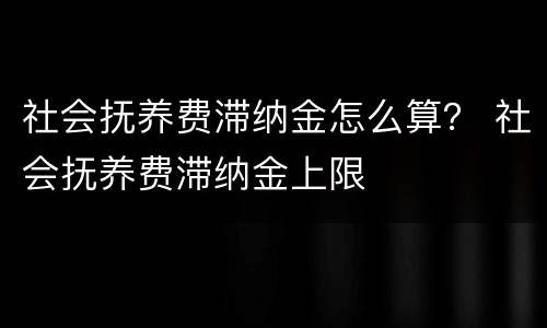 社会抚养费滞纳金怎么算？ 社会抚养费滞纳金上限