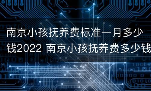南京小孩抚养费标准一月多少钱2022 南京小孩抚养费多少钱一个月