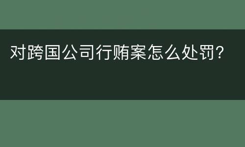 对跨国公司行贿案怎么处罚？