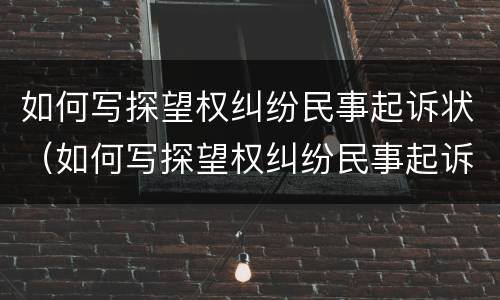 如何写探望权纠纷民事起诉状（如何写探望权纠纷民事起诉状书）