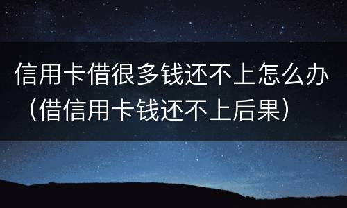 信用卡借很多钱还不上怎么办（借信用卡钱还不上后果）