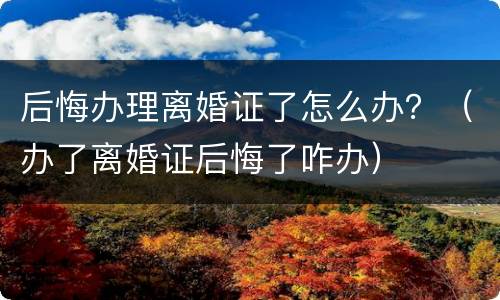 后悔办理离婚证了怎么办？（办了离婚证后悔了咋办）