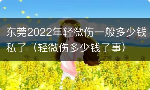 东莞2022年轻微伤一般多少钱私了（轻微伤多少钱了事）