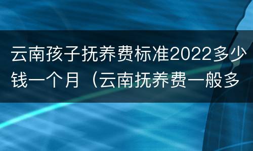 云南孩子抚养费标准2022多少钱一个月（云南抚养费一般多少）
