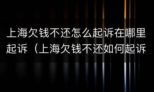 上海欠钱不还怎么起诉在哪里起诉（上海欠钱不还如何起诉）