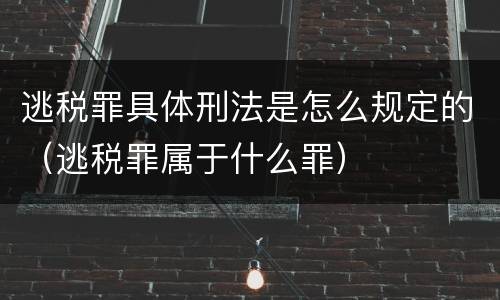 逃税罪具体刑法是怎么规定的（逃税罪属于什么罪）