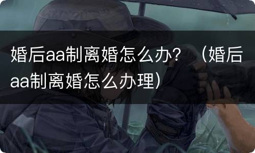 婚后aa制离婚怎么办？（婚后aa制离婚怎么办理）