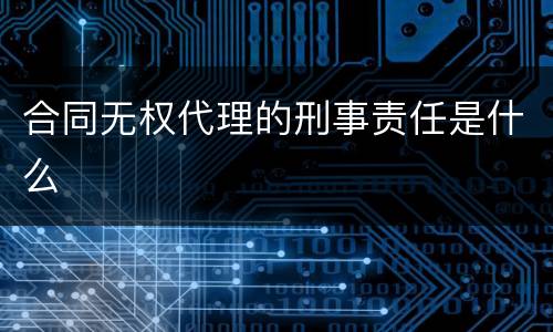 合同无权代理的刑事责任是什么