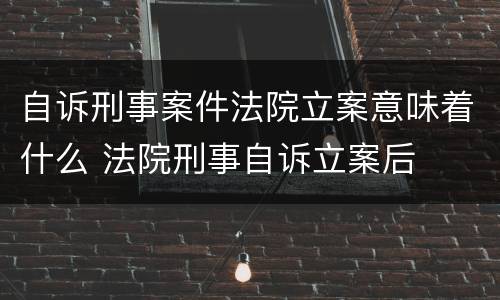 自诉刑事案件法院立案意味着什么 法院刑事自诉立案后