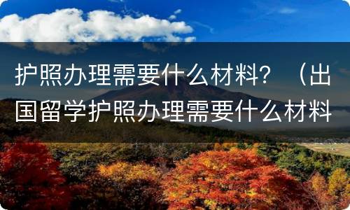 护照办理需要什么材料？（出国留学护照办理需要什么材料）