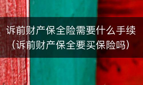 诉前财产保全险需要什么手续（诉前财产保全要买保险吗）