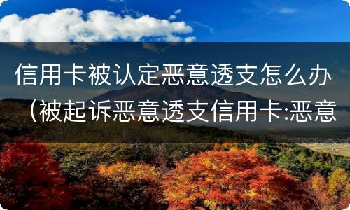 信用卡被认定恶意透支怎么办（被起诉恶意透支信用卡:恶意透支怎么判定）
