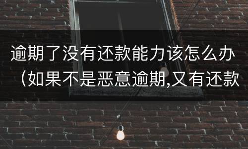 逾期了没有还款能力该怎么办（如果不是恶意逾期,又有还款能力,该怎么办?）