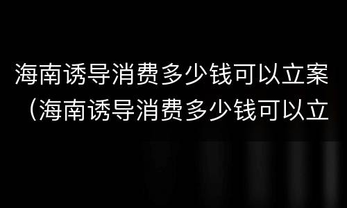 海南诱导消费多少钱可以立案（海南诱导消费多少钱可以立案侦查）