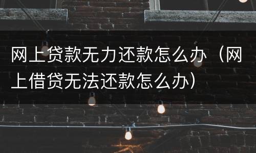 网上贷款无力还款怎么办（网上借贷无法还款怎么办）