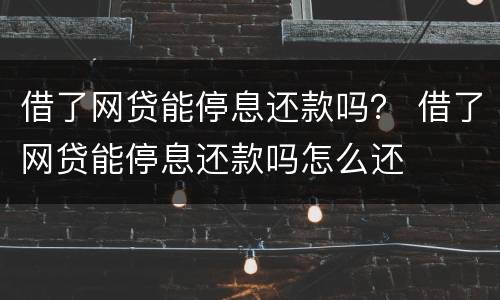 借了网贷能停息还款吗？ 借了网贷能停息还款吗怎么还