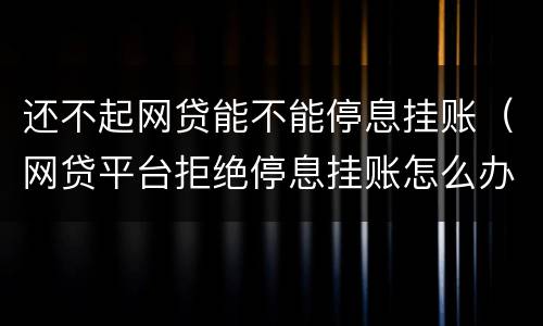 还不起网贷能不能停息挂账（网贷平台拒绝停息挂账怎么办）