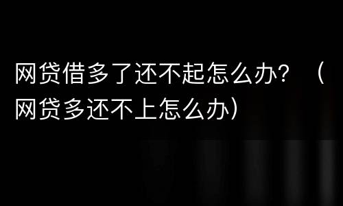 网贷借多了还不起怎么办？（网贷多还不上怎么办）