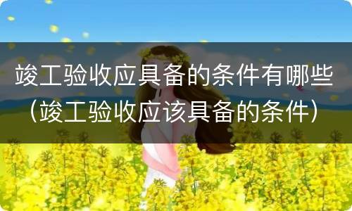 竣工验收应具备的条件有哪些（竣工验收应该具备的条件）