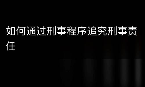 如何通过刑事程序追究刑事责任