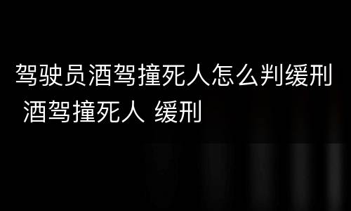 驾驶员酒驾撞死人怎么判缓刑 酒驾撞死人 缓刑