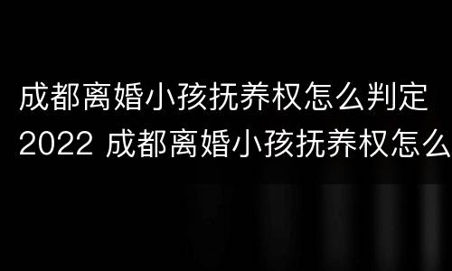 成都离婚小孩抚养权怎么判定2022 成都离婚小孩抚养权怎么判定2022年的