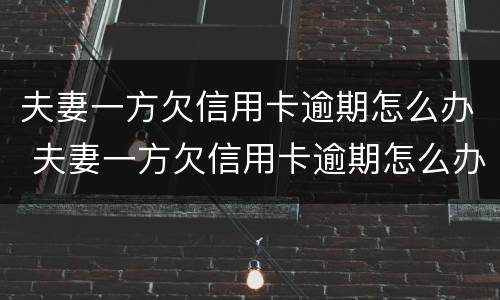 夫妻一方欠信用卡逾期怎么办 夫妻一方欠信用卡逾期怎么办呢