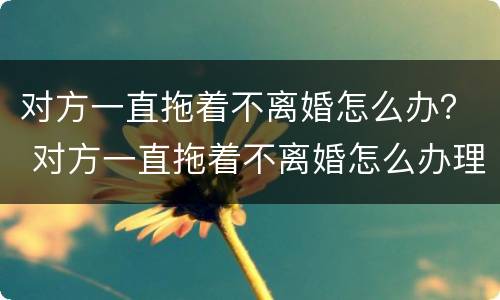 对方一直拖着不离婚怎么办？ 对方一直拖着不离婚怎么办理