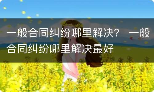 一般合同纠纷哪里解决？ 一般合同纠纷哪里解决最好