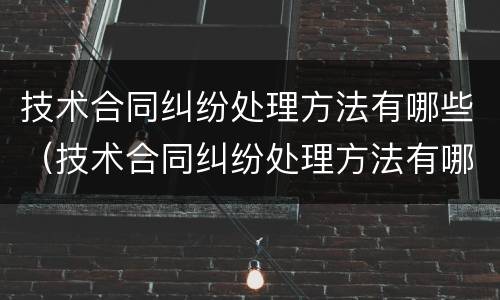 技术合同纠纷处理方法有哪些（技术合同纠纷处理方法有哪些种类）