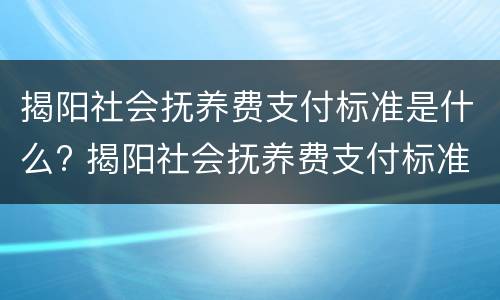 揭阳社会抚养费支付标准是什么? 揭阳社会抚养费支付标准是什么样的