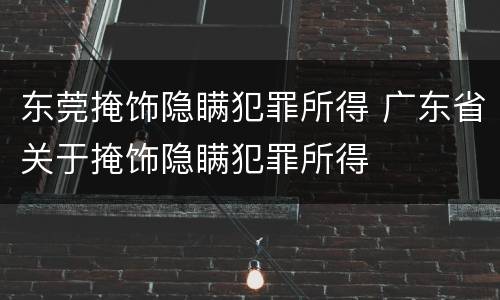 东莞掩饰隐瞒犯罪所得 广东省关于掩饰隐瞒犯罪所得