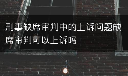 刑事缺席审判中的上诉问题缺席审判可以上诉吗