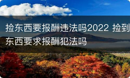 捡东西要报酬违法吗2022 捡到东西要求报酬犯法吗