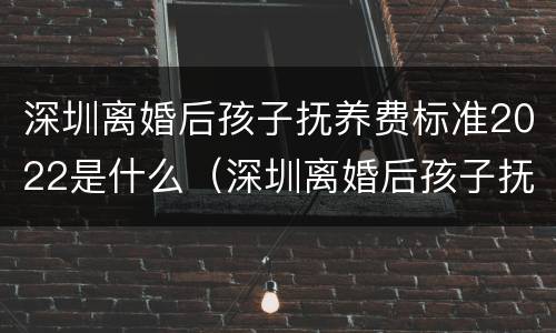 深圳离婚后孩子抚养费标准2022是什么（深圳离婚后孩子抚养费标准2022是什么样的）