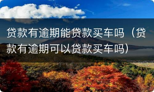 贷款有逾期能贷款买车吗（贷款有逾期可以贷款买车吗）