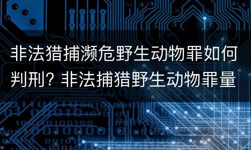 非法猎捕濒危野生动物罪如何判刑? 非法捕猎野生动物罪量刑