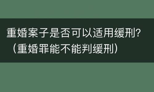 重婚案子是否可以适用缓刑？（重婚罪能不能判缓刑）