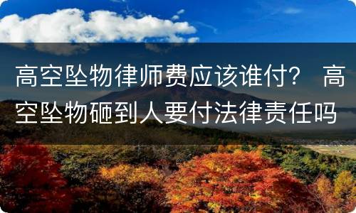 高空坠物律师费应该谁付？ 高空坠物砸到人要付法律责任吗